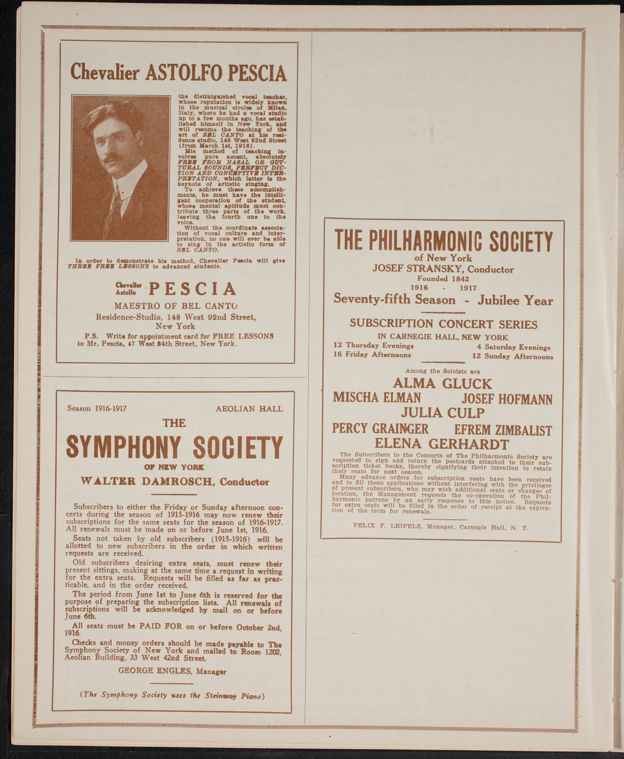 Ossip Gabrilowitsch, Piano, April 15, 1916, program page 8