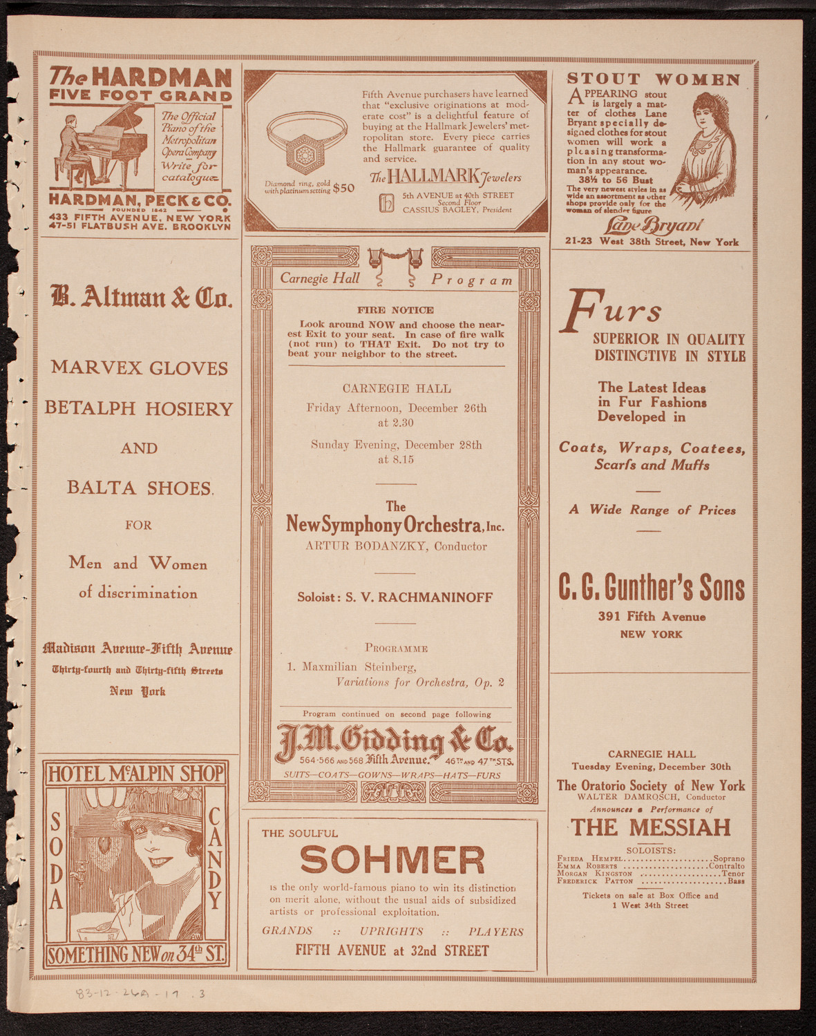 New Symphony Orchestra, December 26, 1919, program page 5