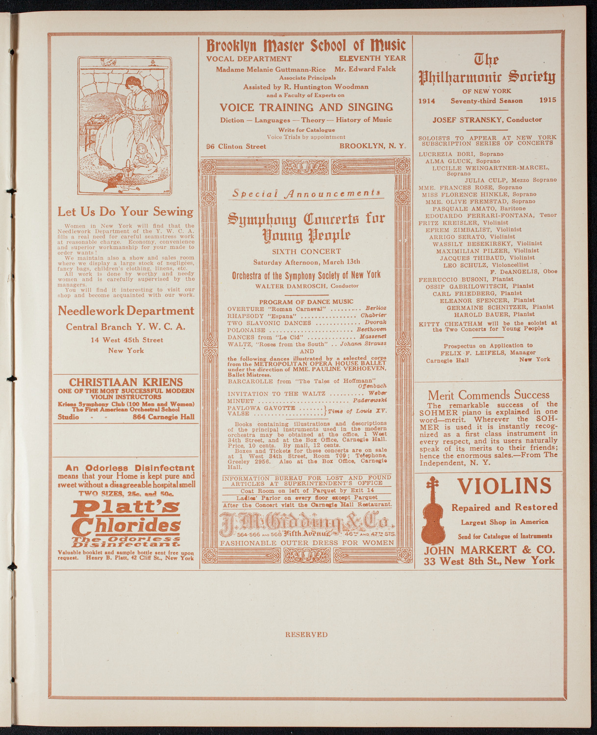 Russian Symphony Society of New York, March 6, 1915, program page 9