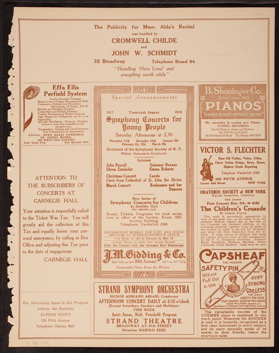 Frances Alda, Soprano, November 13, 1917, program page 9