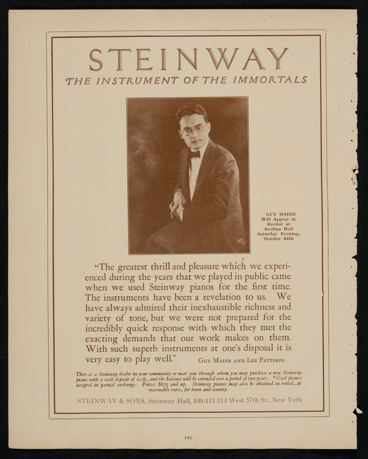 New York Philharmonic, October 15, 1925, program page 4