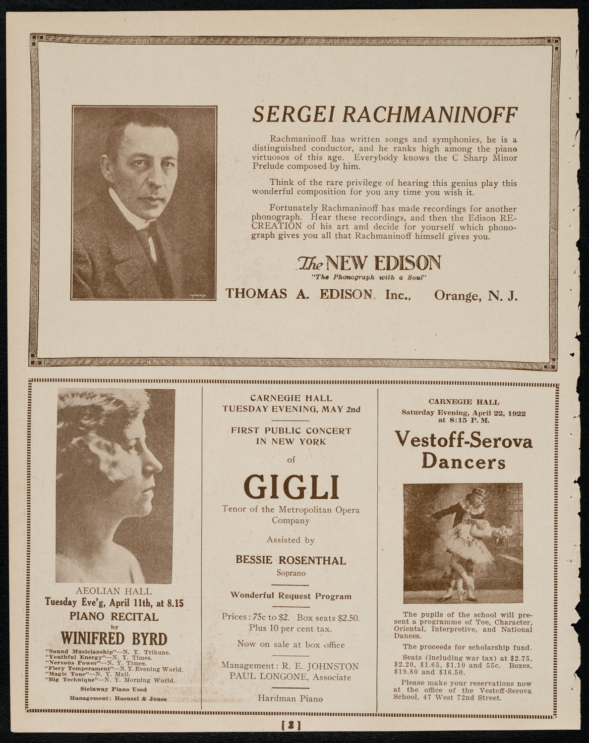 Symphonic Concert Conducted by Pablo Casals, April 7, 1922, program page 2