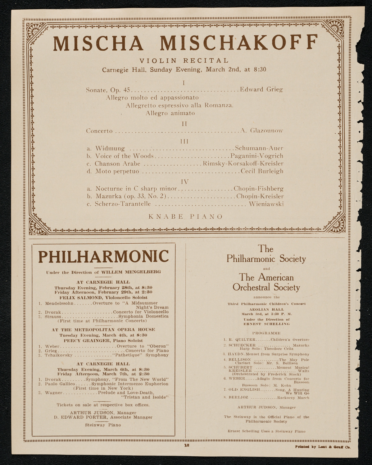 New York Philharmonic Students' Concert, February 27, 1924, program page 12