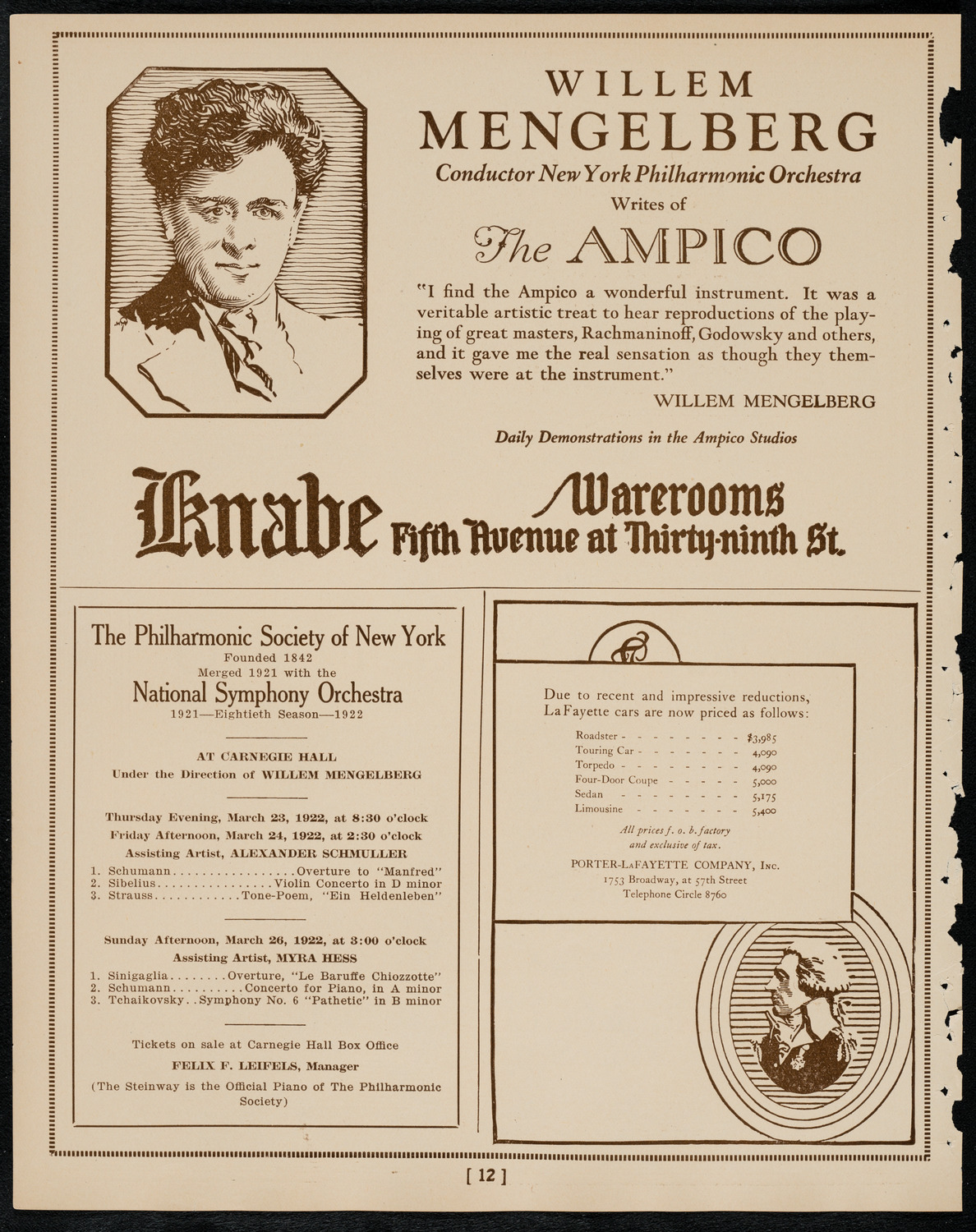 New York Symphony Orchestra, March 23, 1922, program page 12