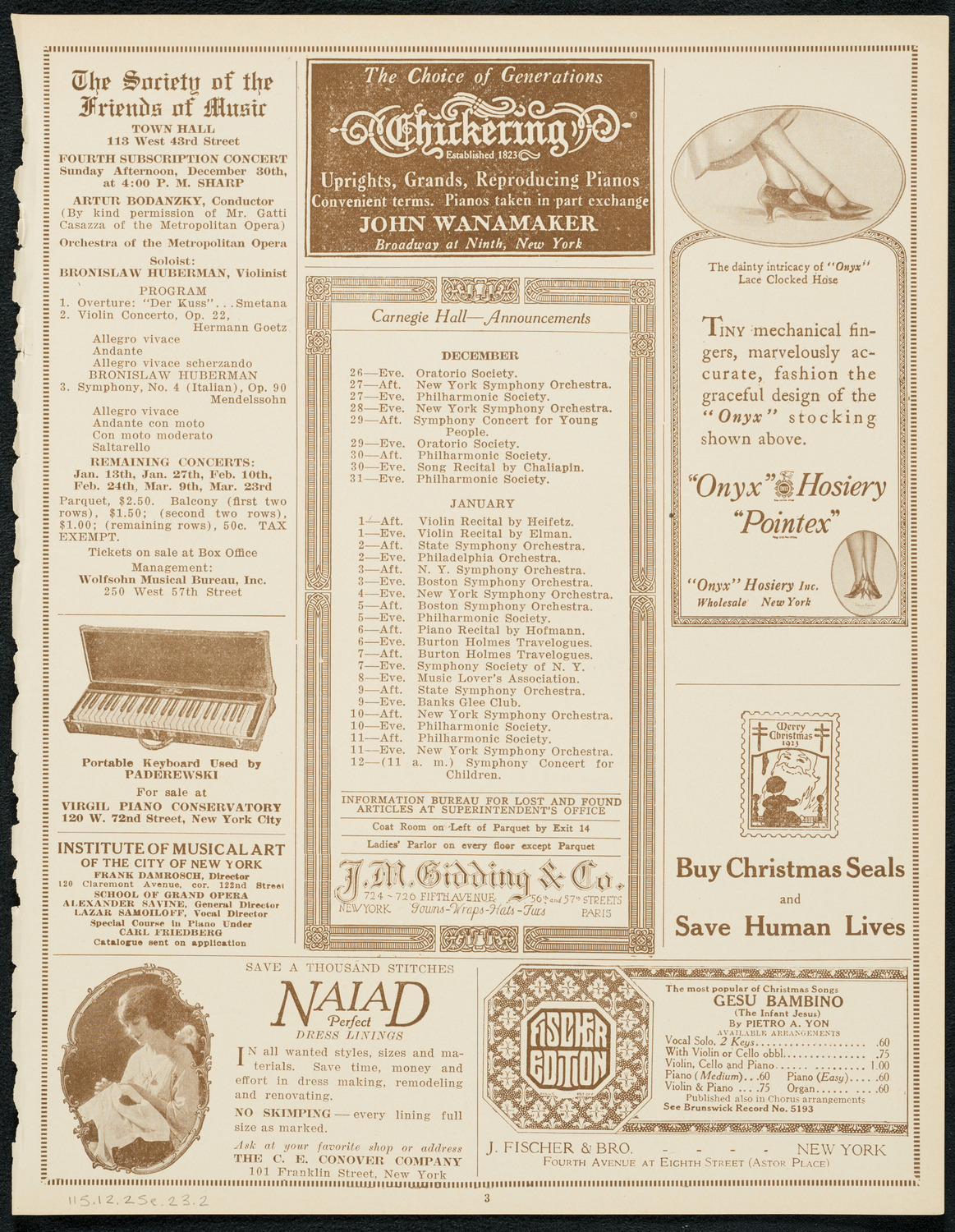 Carl Schaiovitz and Salo H. Goldstone, December 25, 1923, program page 3