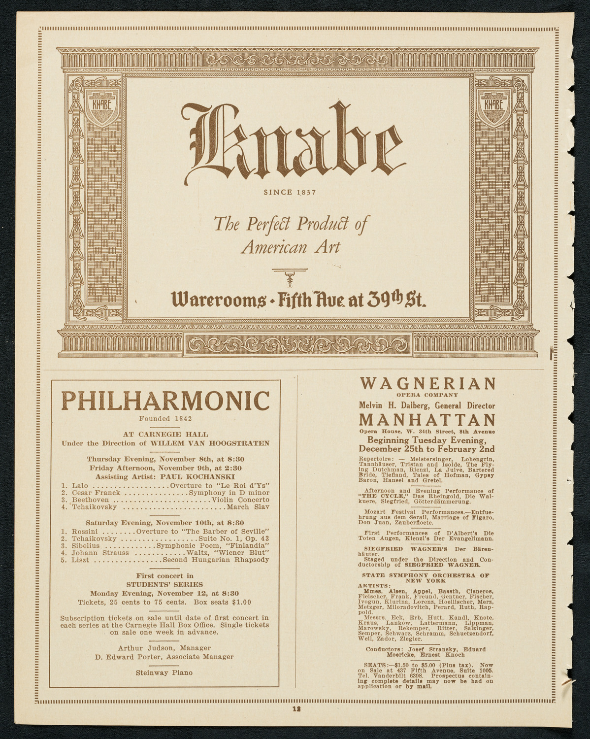 New York Symphony Orchestra, November 1, 1923, program page 12