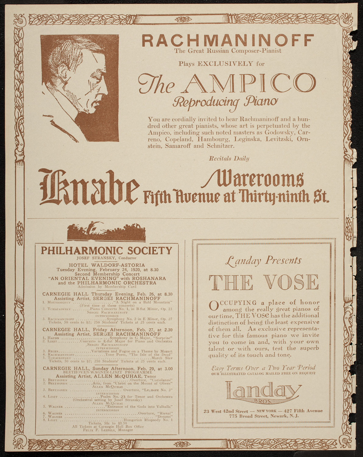 New York Philharmonic, February 22, 1920, program page 12