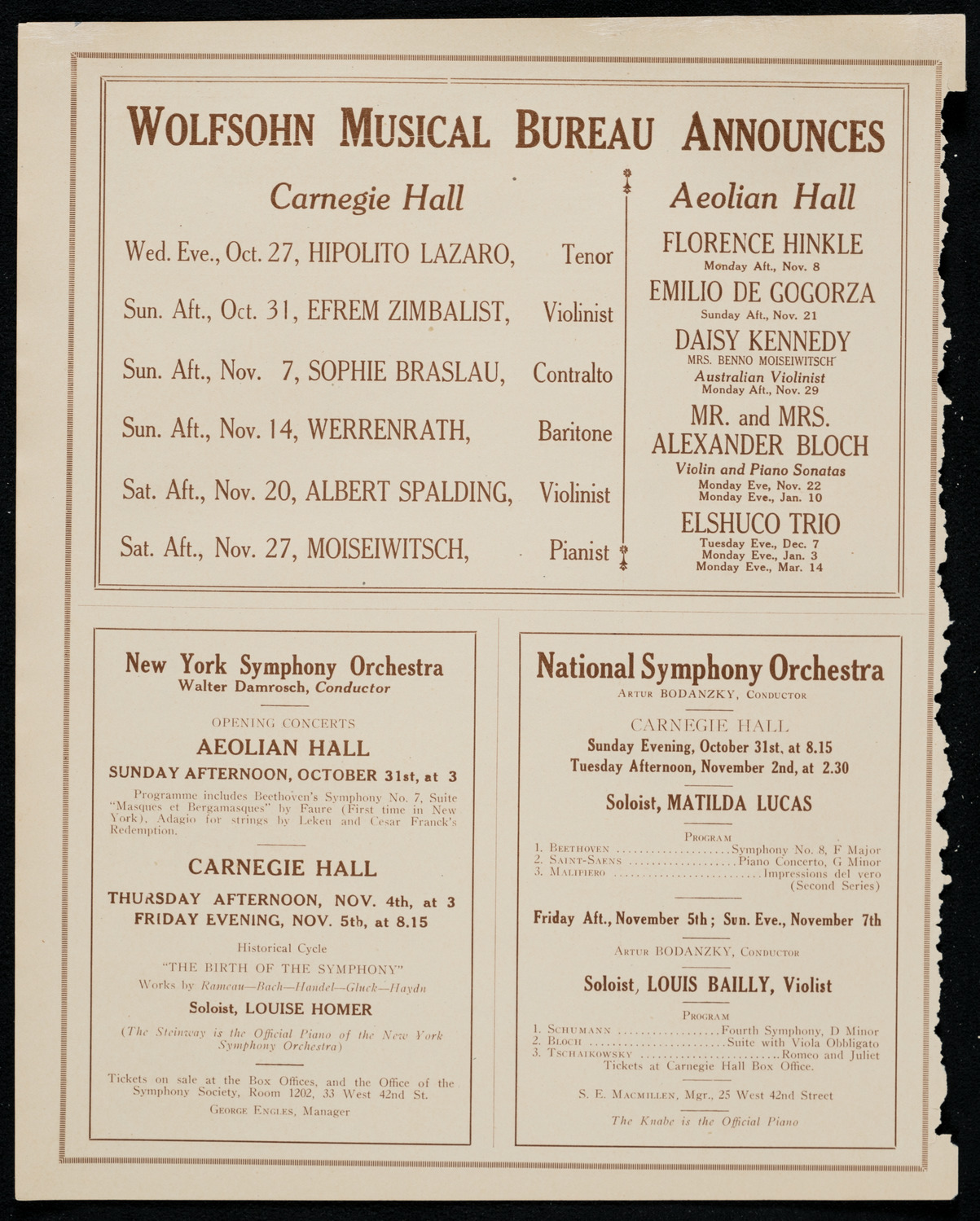 Benefit: American Convalescent Home for Vienna's Children, October 25, 1920, program page 8