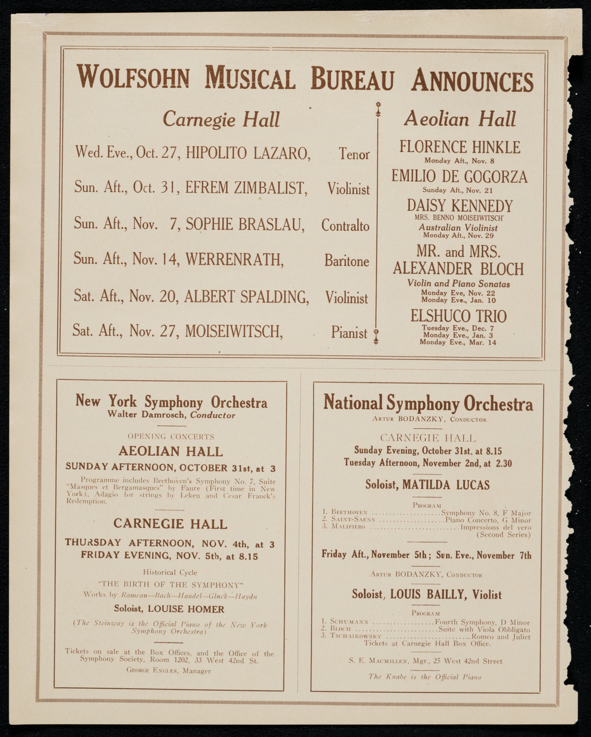 Benefit: American Convalescent Home for Vienna's Children, October 25, 1920, program page 8