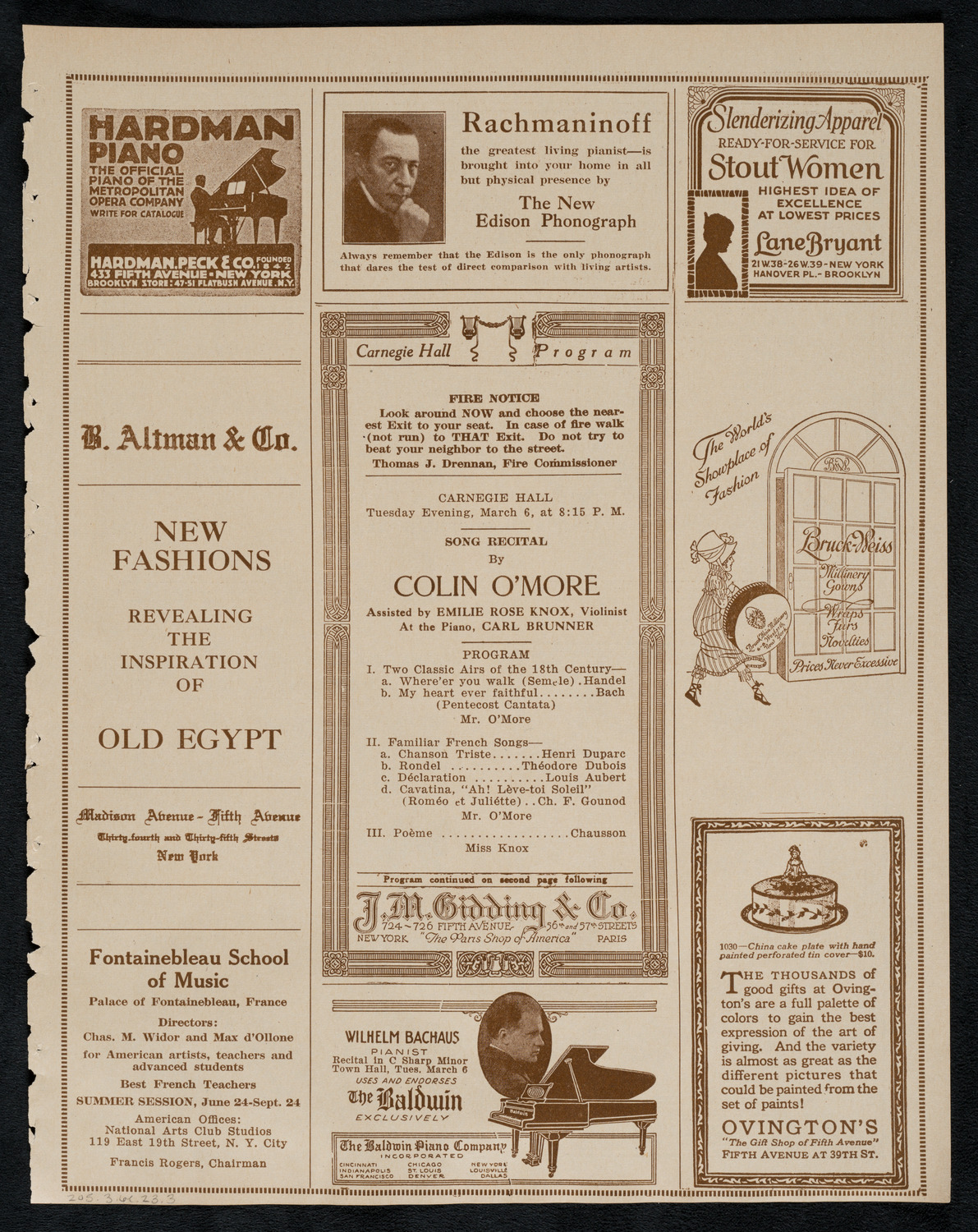 Colin O'More, Tenor, March 6, 1923, program page 5