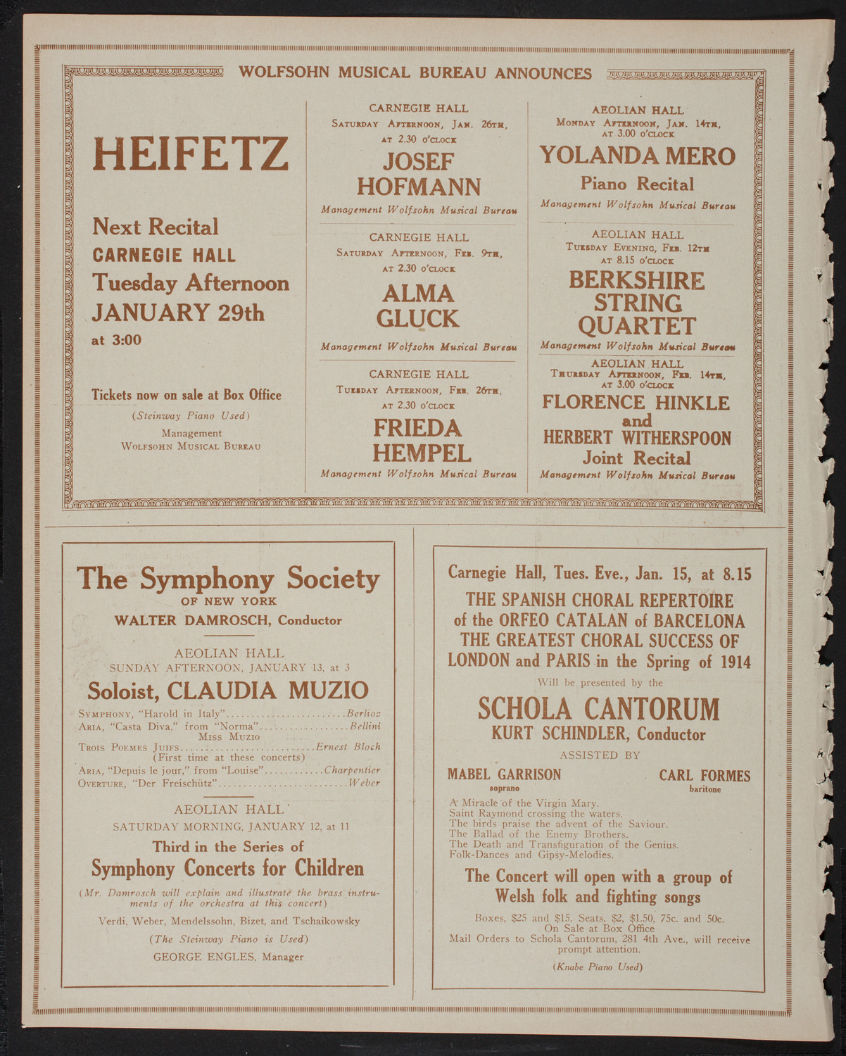 New York Symphony Orchestra, January 10, 1918, program page 8