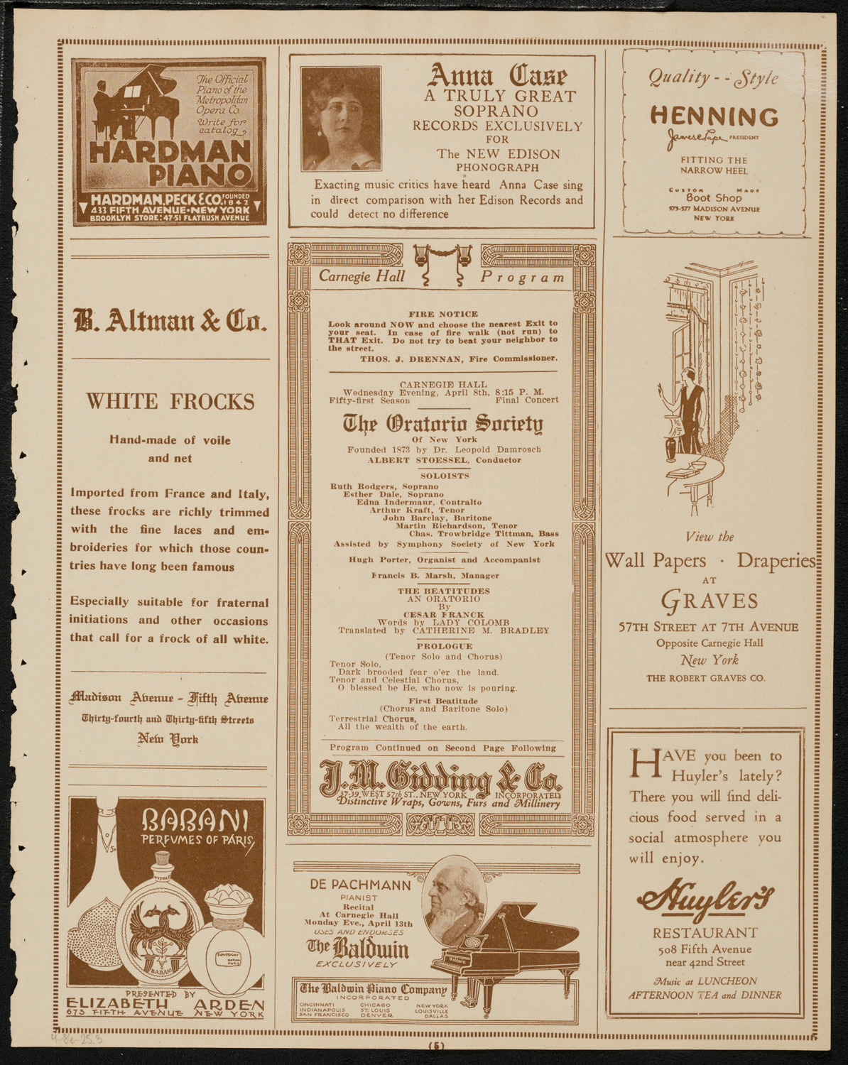 Oratorio Society of New York, April 8, 1925, program page 5