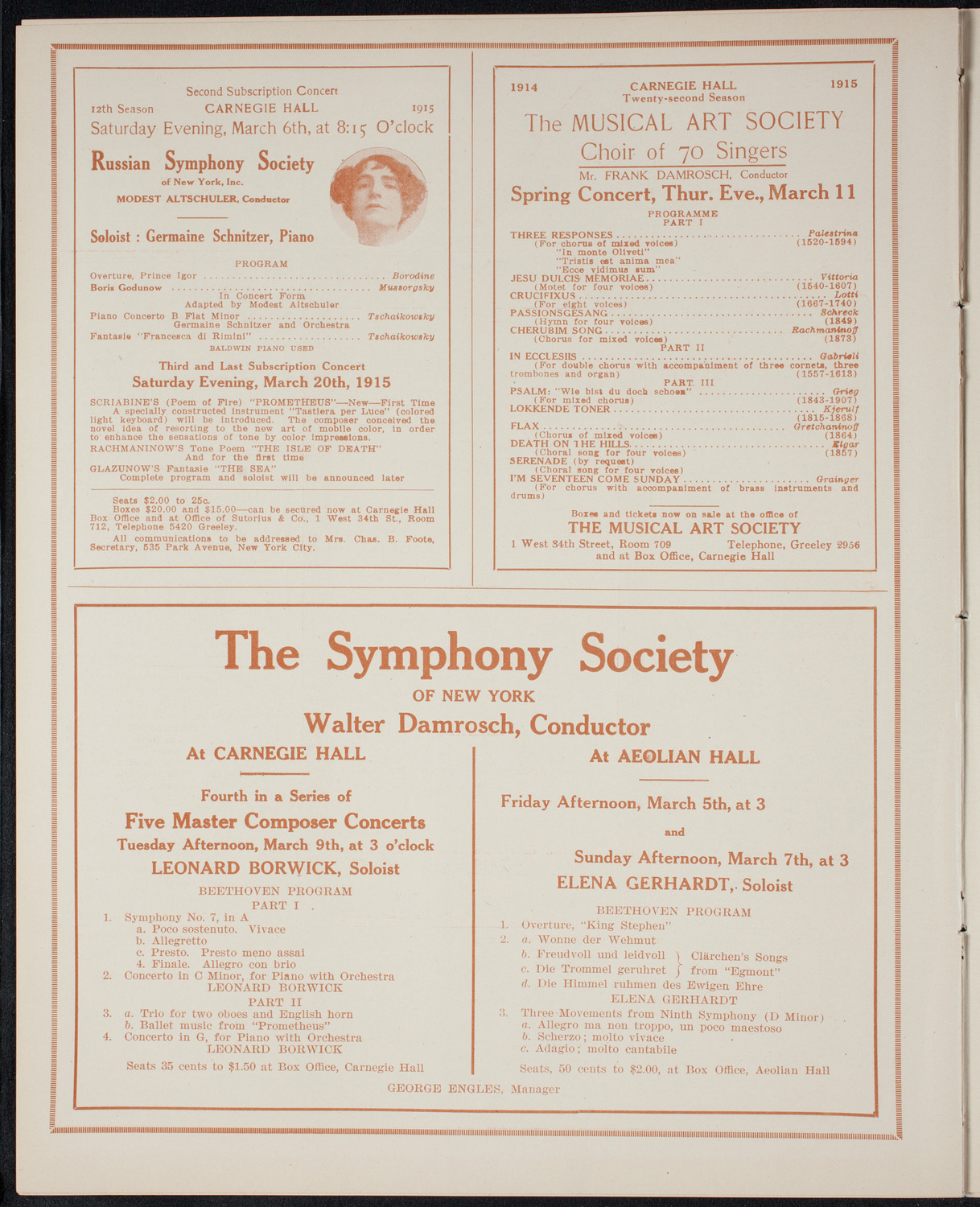 New York Philharmonic, March 5, 1915, program page 8