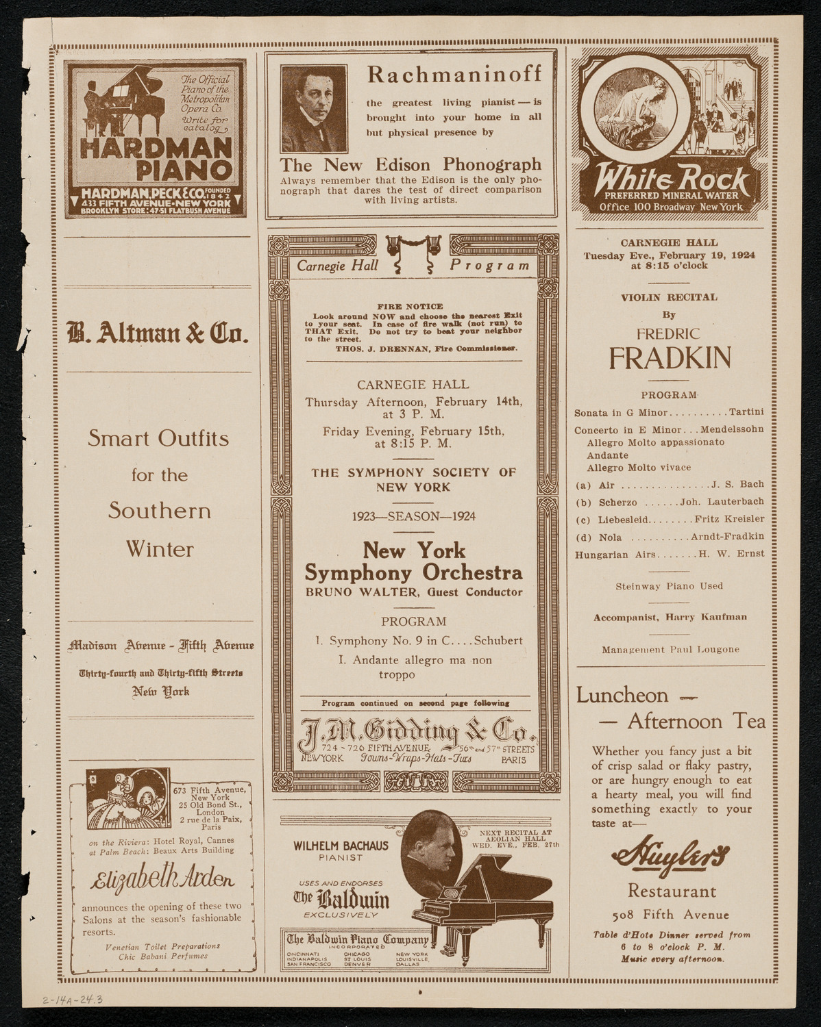 New York Symphony Orchestra, February 14, 1924, program page 5