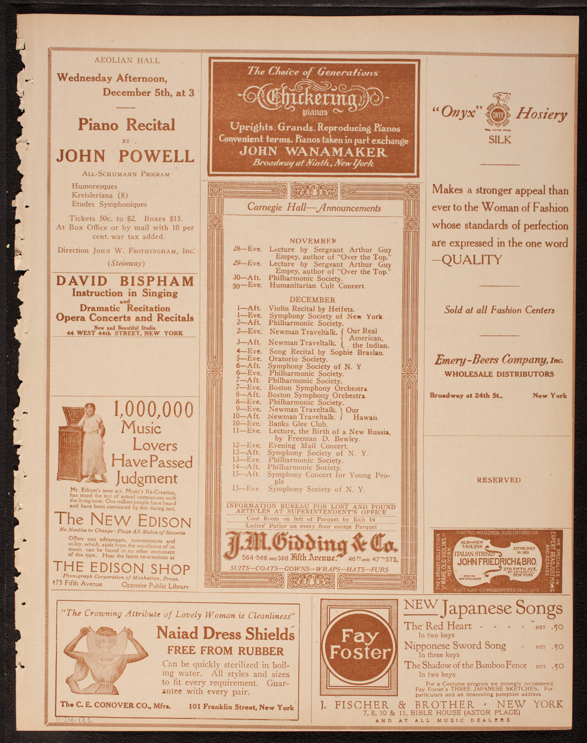 Kitty Cheatham with Orchestra, November 27, 1917, program page 3