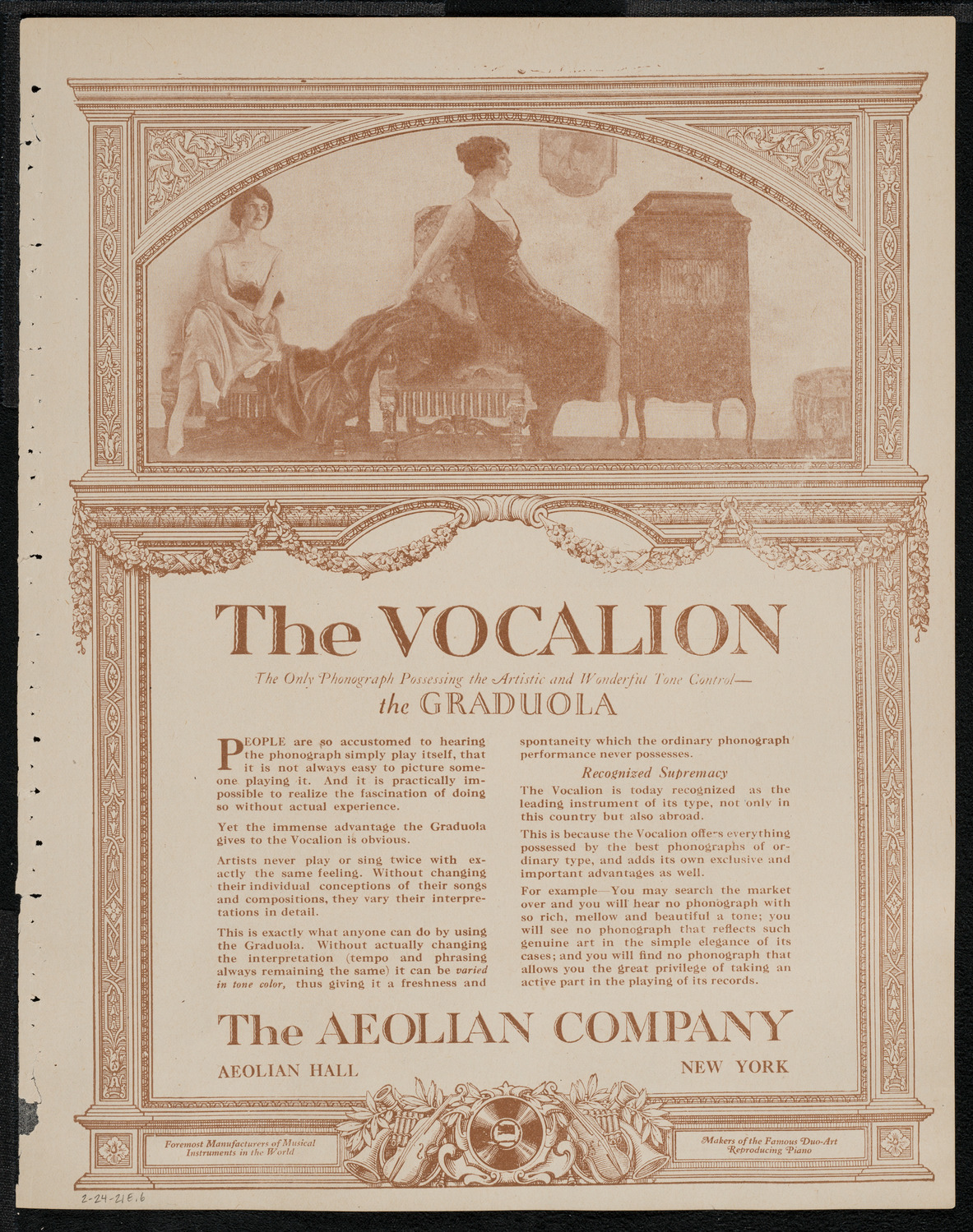 New York Philharmonic, February 24, 1921, program page 11