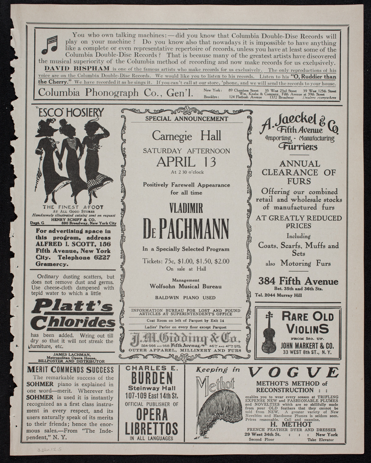 Johanna Gadski, Soprano, with the Arion Society, Liederkranz, and Volpe Symphony Society, March 24, 1912, program page 9