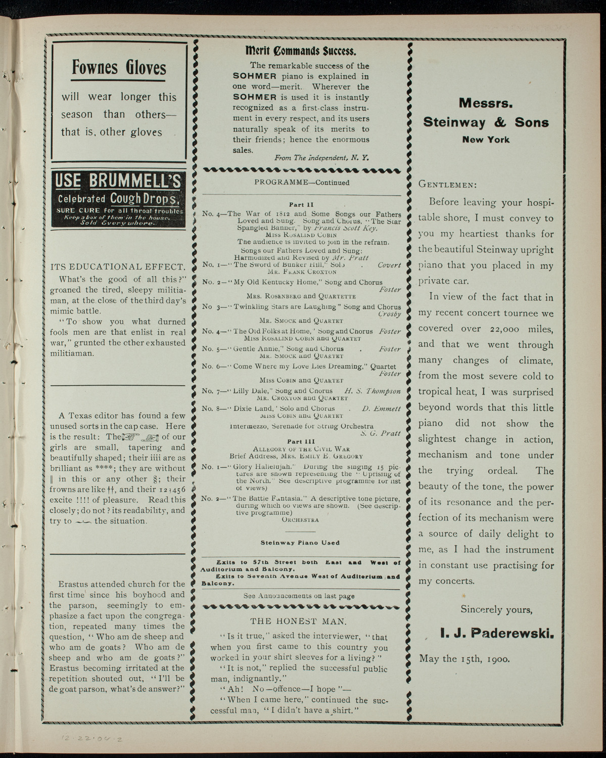 America, by Silas G. Pratt, December 22, 1904, program page 3