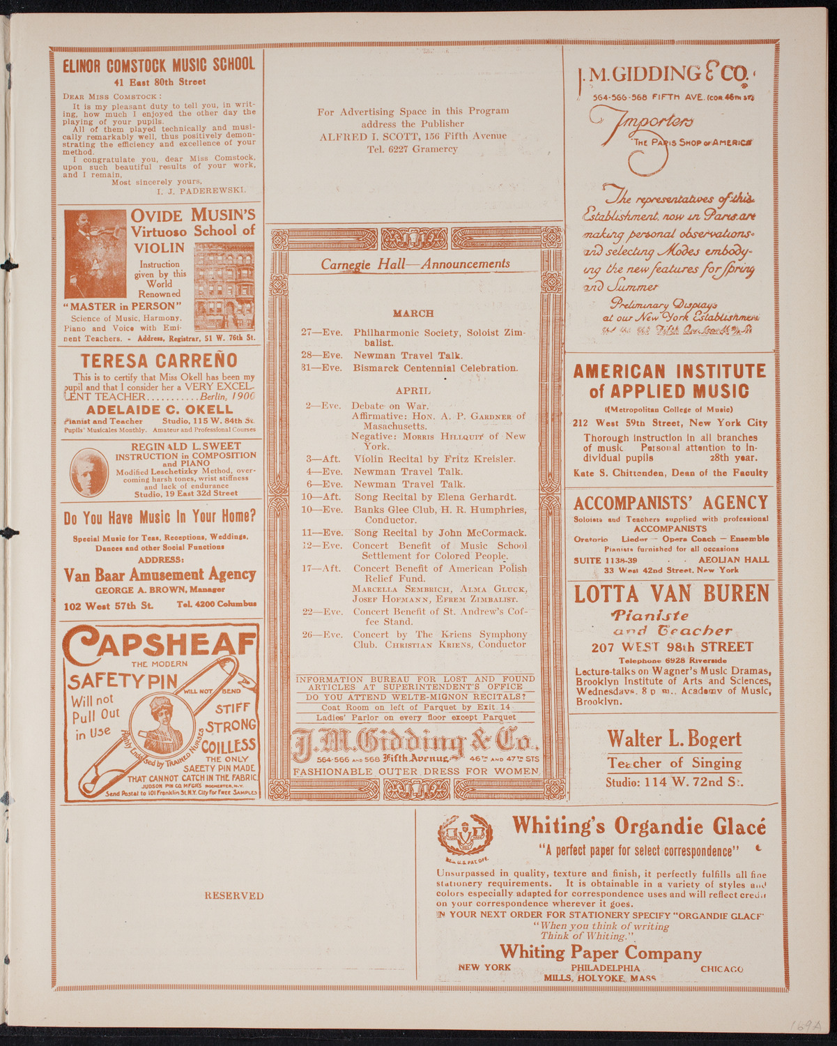 Catholic Oratorio Society, March 26, 1915, program page 3