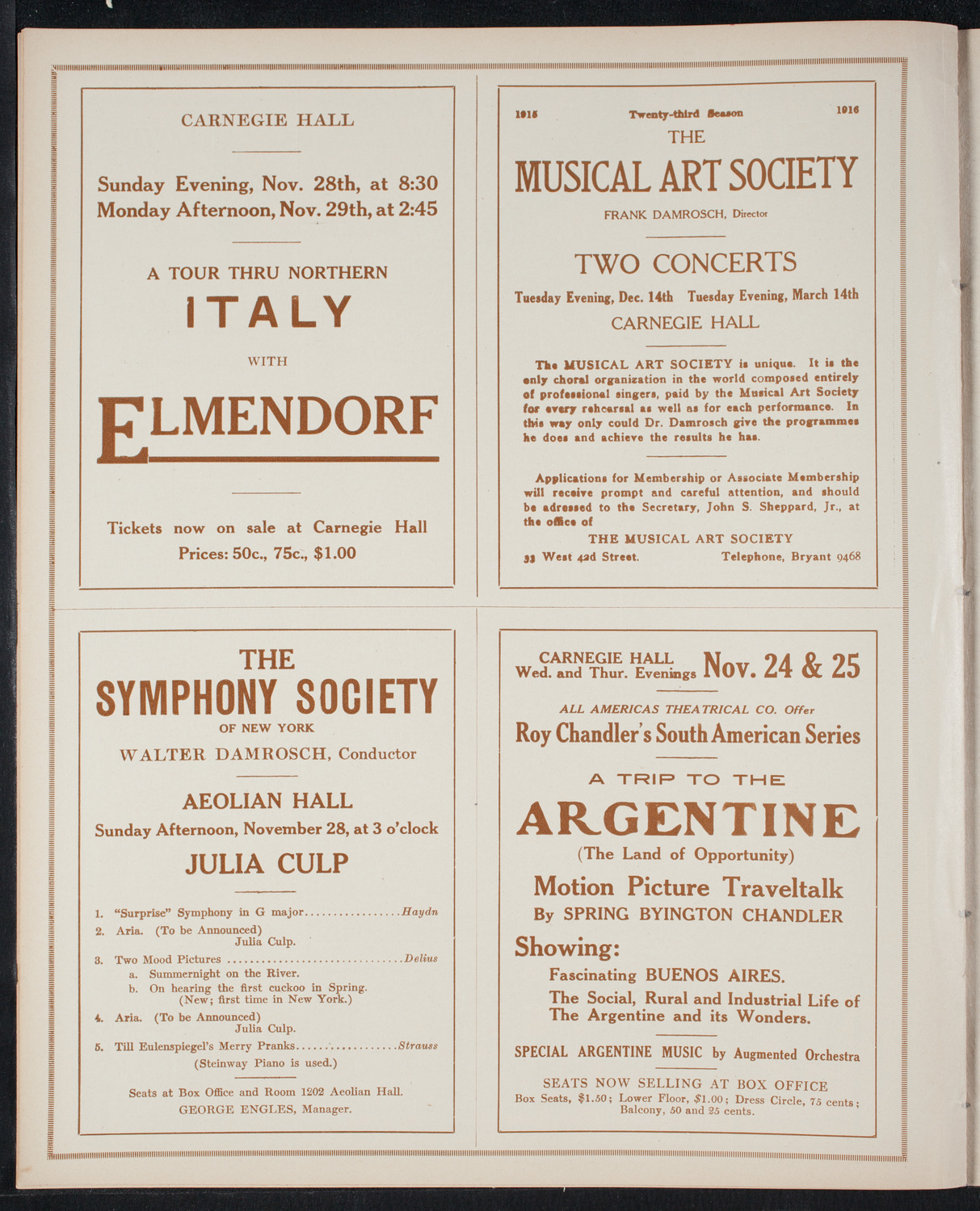 Elmendorf Lecture: Switzerland, November 21, 1915, program page 8