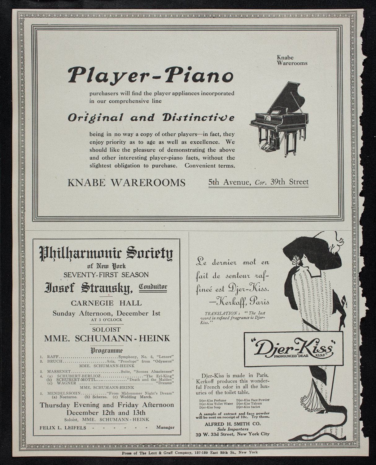 Mischa Elman, Violin, November 30, 1912, program page 12
