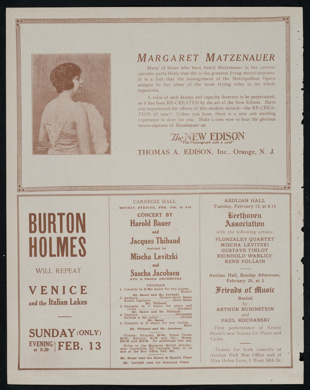 Philadelphia Orchestra, February 8, 1921, program page 2