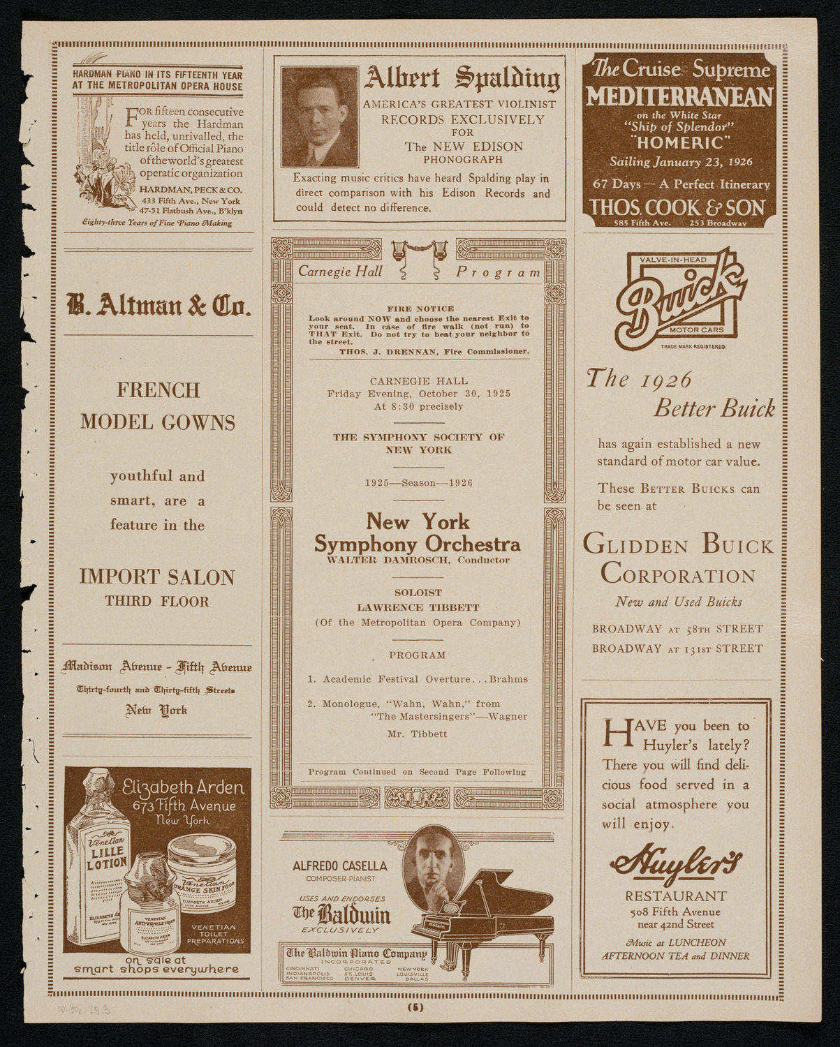 New York Symphony Orchestra, October 30, 1925, program page 5