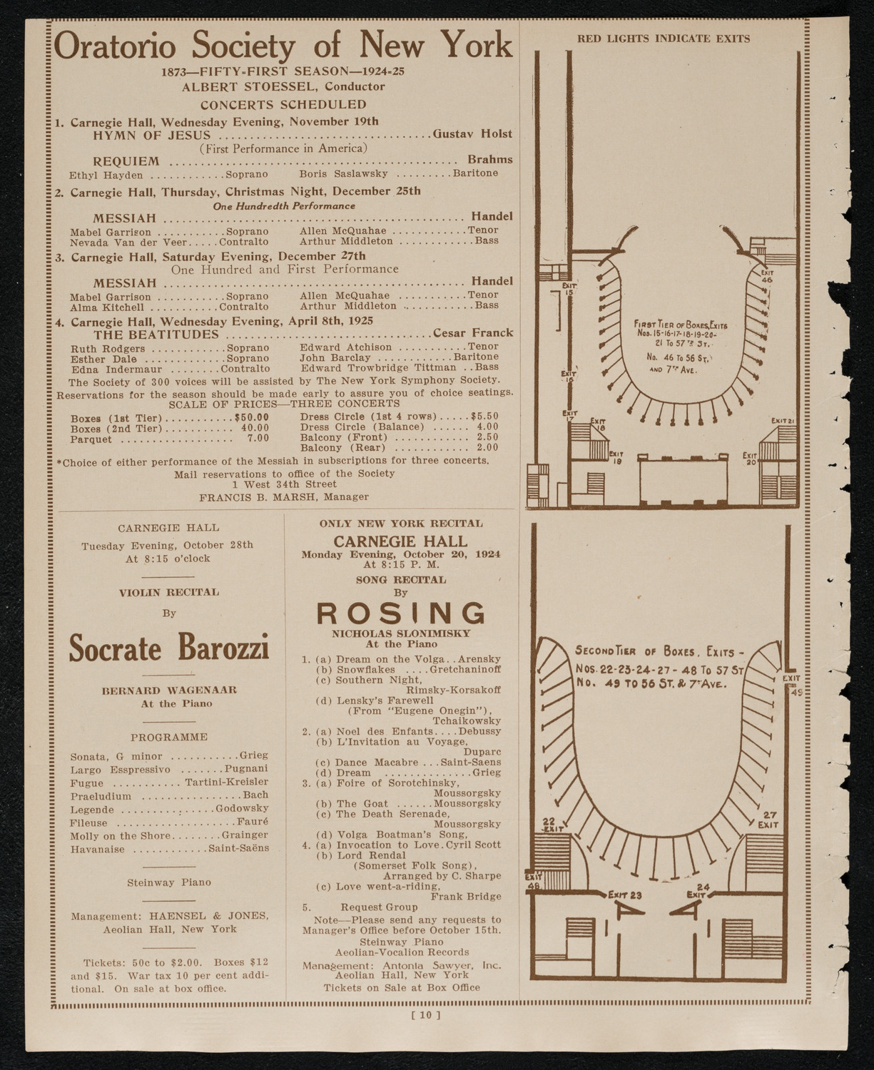 Florence Stern, Violin, October 18, 1924, program page 10