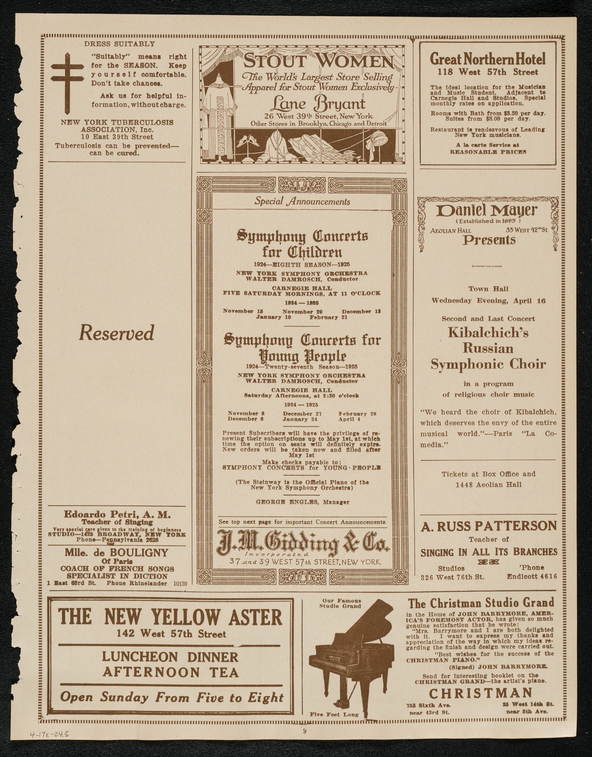 New York Philharmonic, April 17, 1924, program page 9