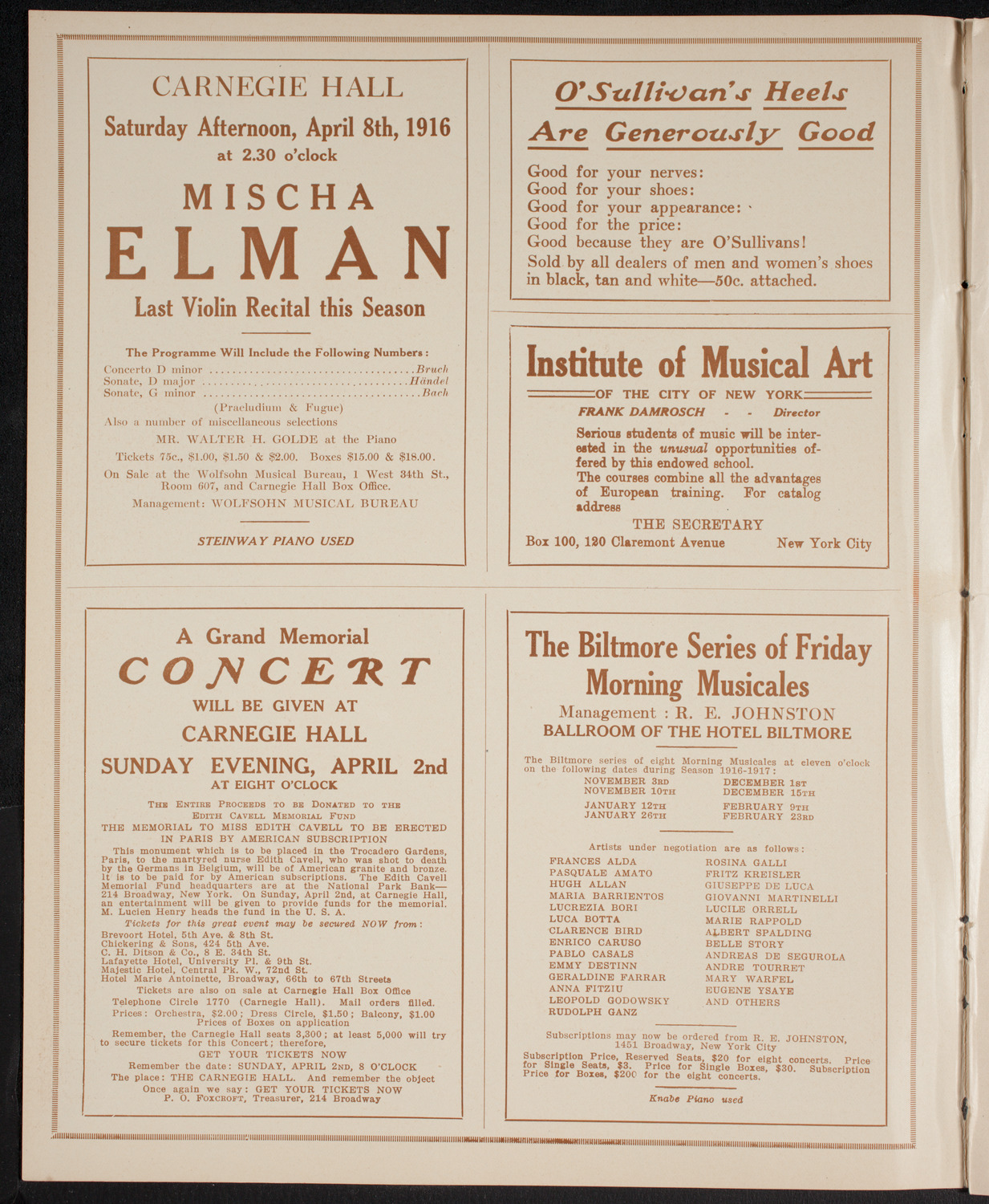 Musical Art Society of New York, March 14, 1916, program page 2