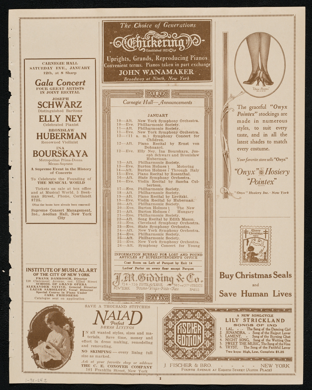 New York Banks' Glee Club, January 9, 1924, program page 3