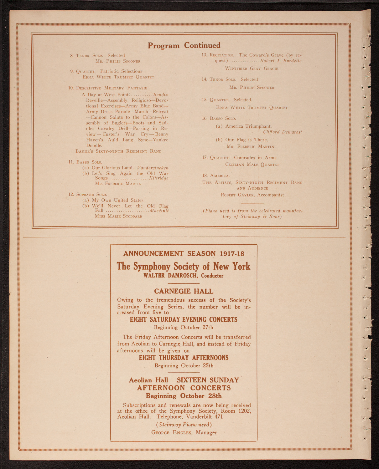 Grand Army of the Republic Memorial Day Exercises, May 30, 1917, program page 8