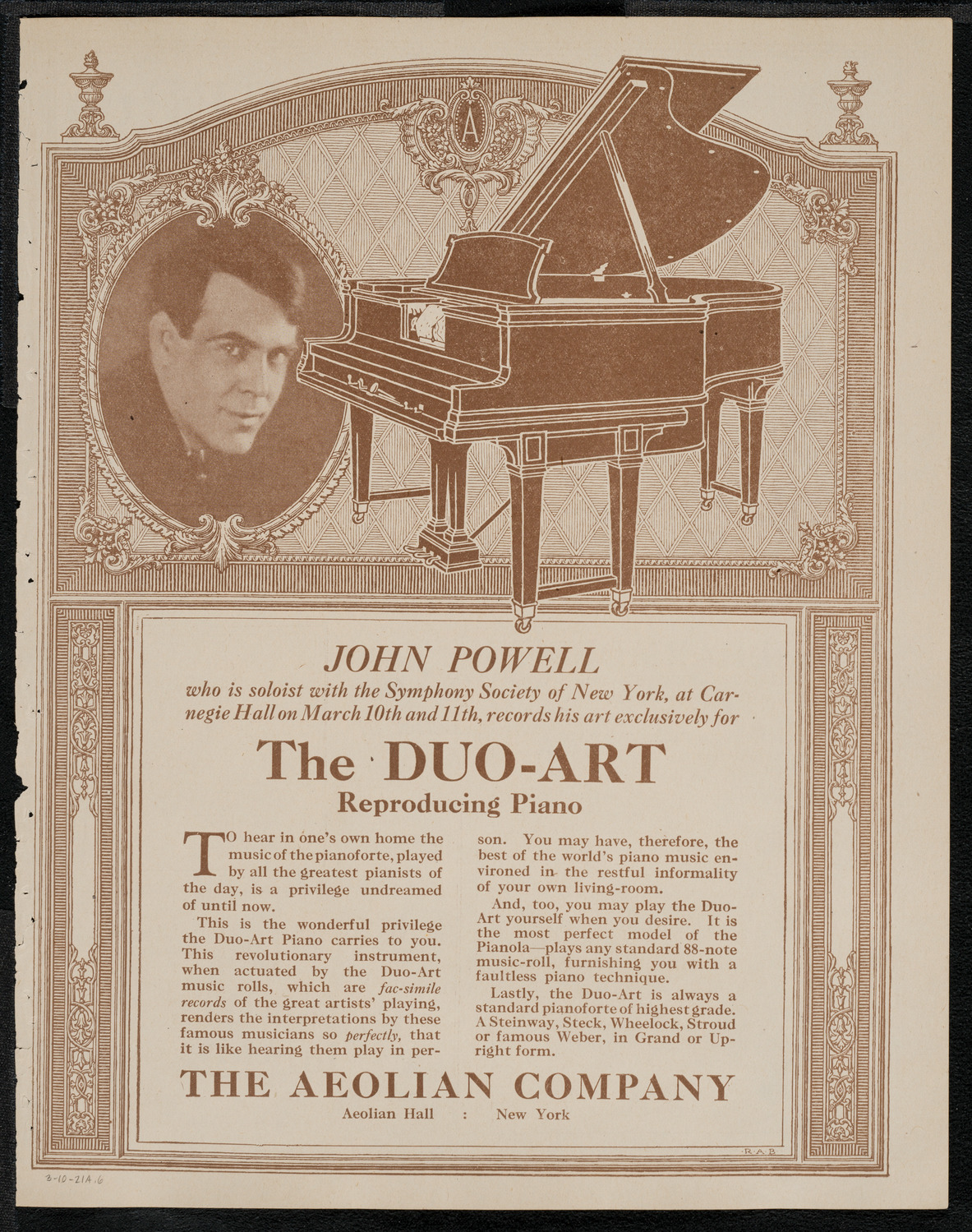 New York Symphony Orchestra, March 10, 1921, program page 11