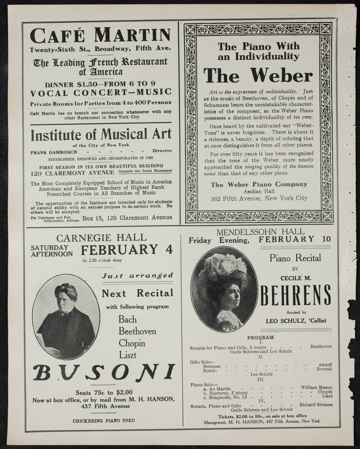 People's Symphony Concert, January 29, 1911, program page 6