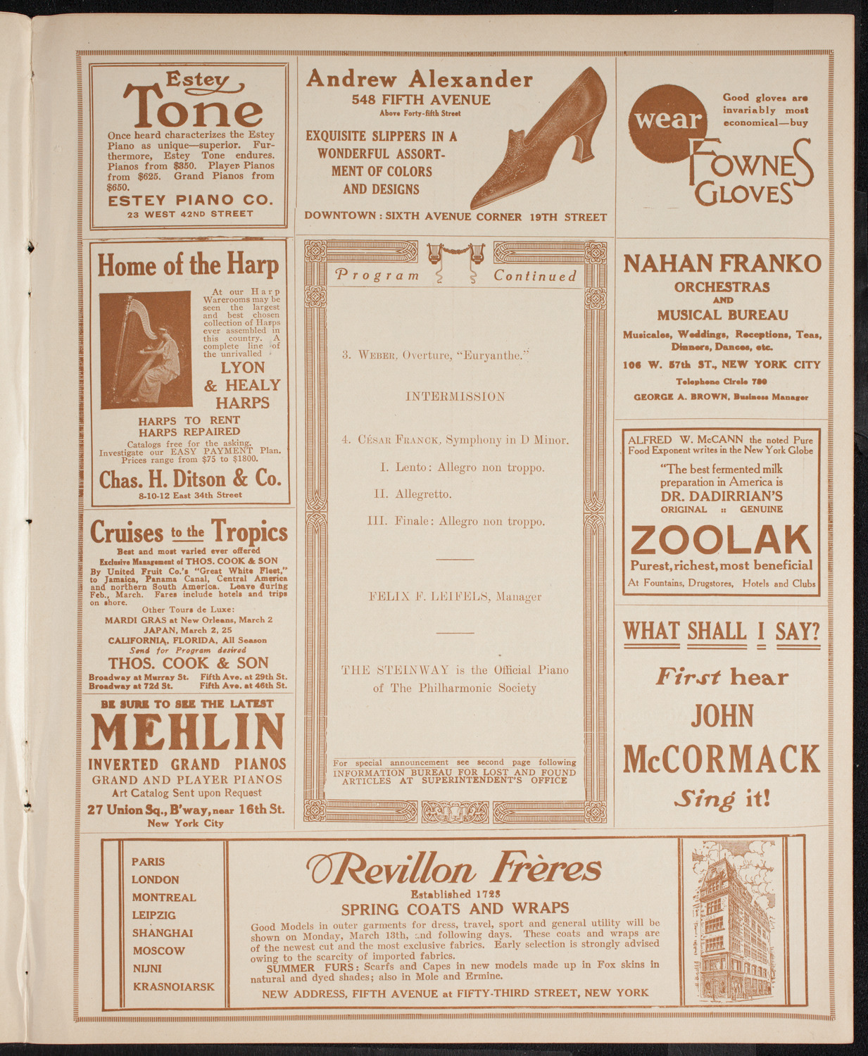 New York Philharmonic, March 10, 1916, program page 7