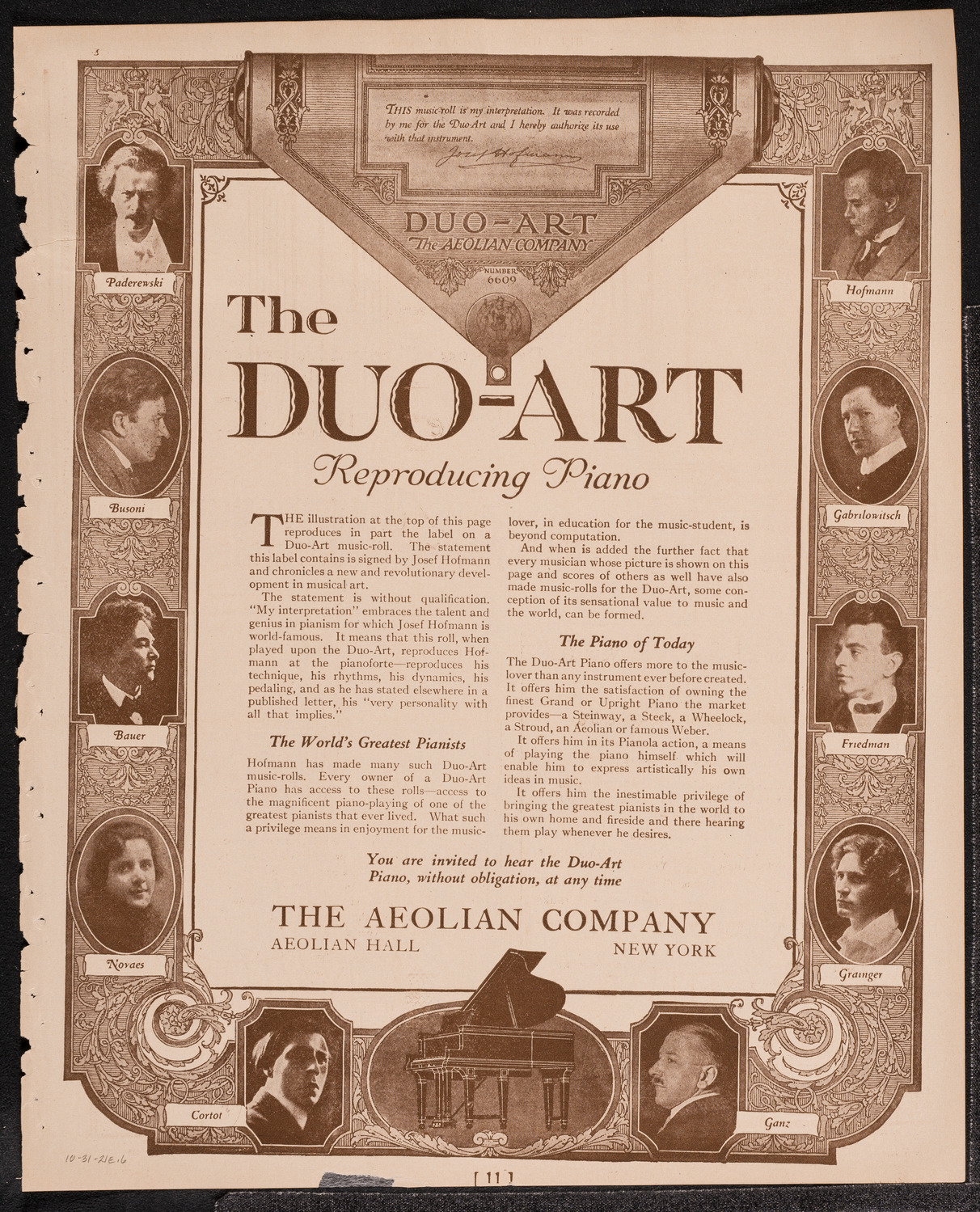 Richard Strauss with Philadelphia Orchestra, October 31, 1921, program page 11