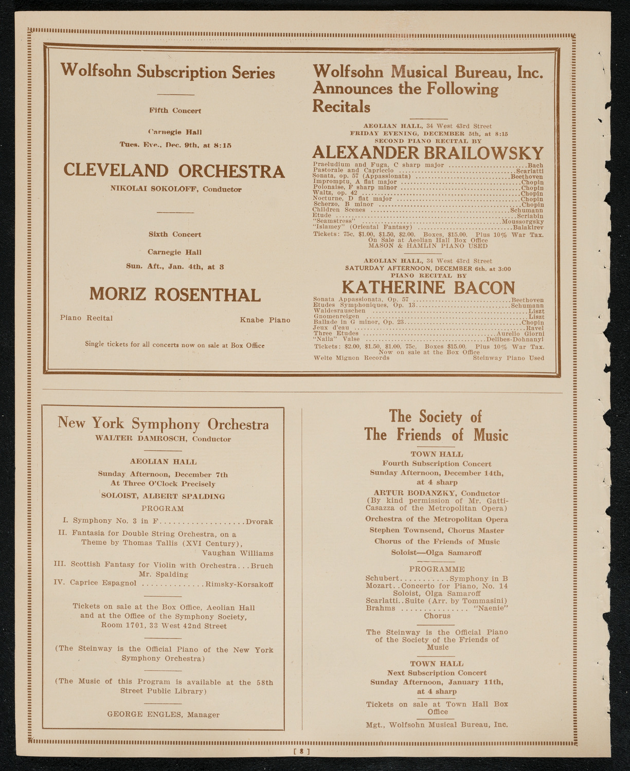 New York Philharmonic Students' Concert, December 3, 1924, program page 8