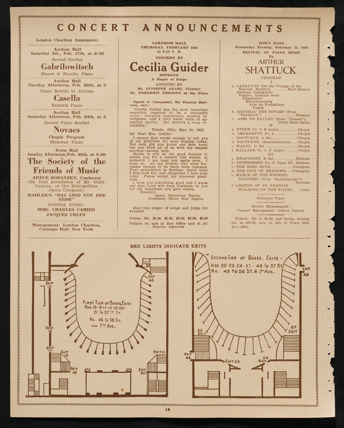 Sigrid Onégin, Contralto, February 10, 1923, program page 10