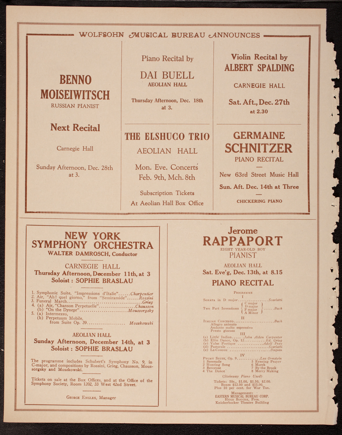 Evening Mail Save-A-Home Fund Concert: New York Philharmonic, December 10, 1919, program page 8