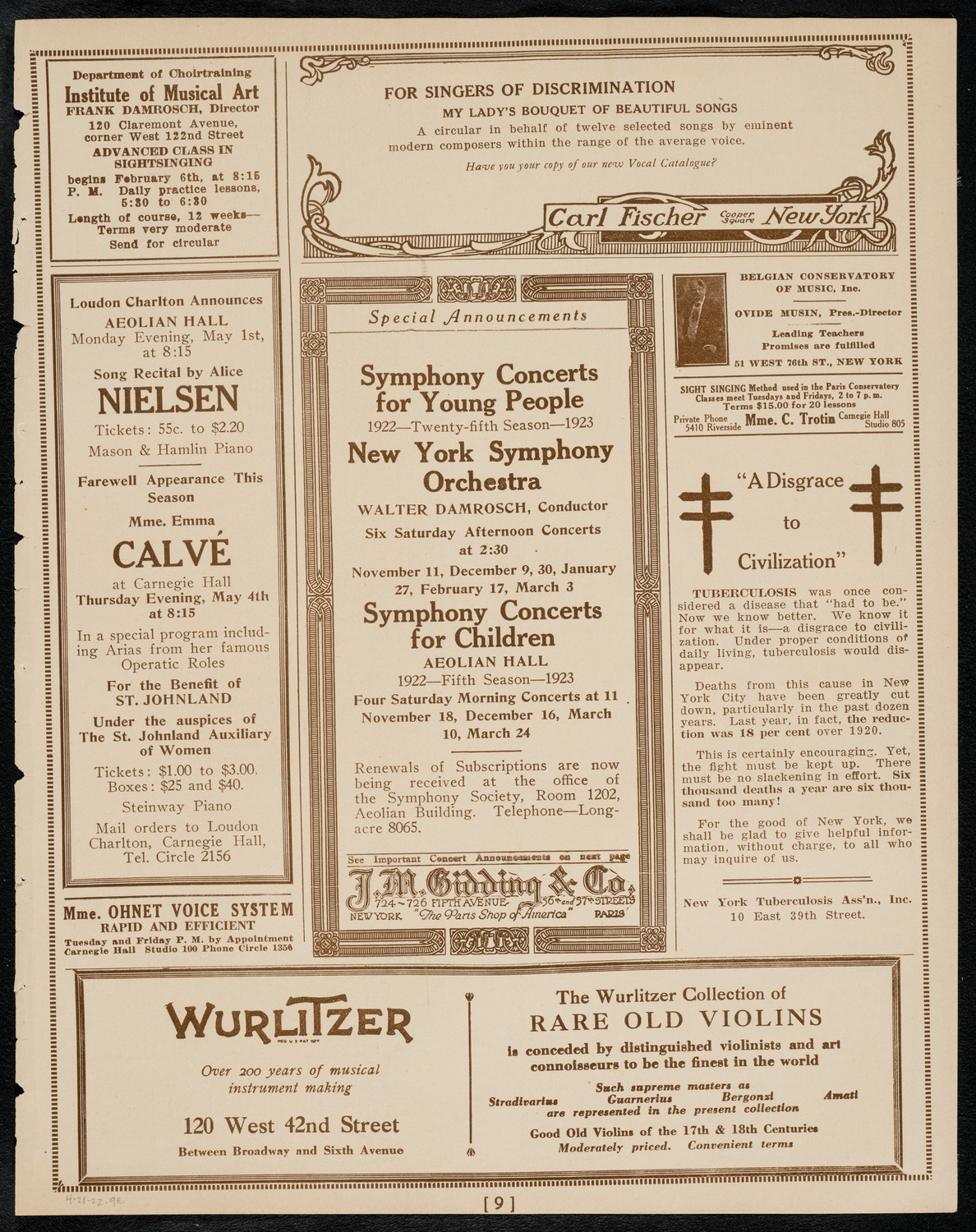 Sir Arthur Conan Doyle, April 21, 1922, program page 9