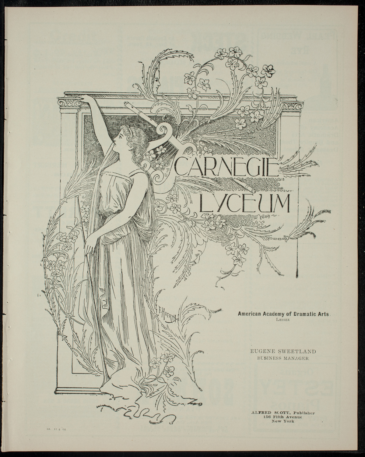 Bruce Gordon Kingsley/ Operatic Recital on Parsifal, November 4, 1904, program page 1