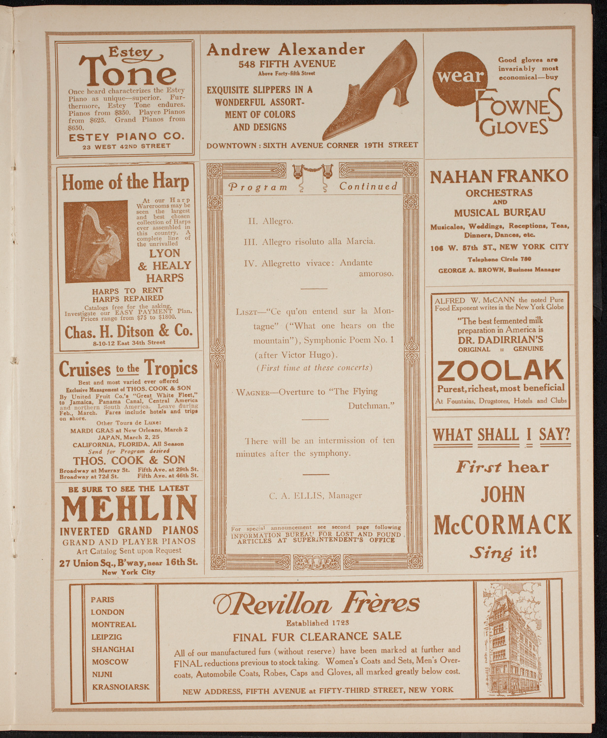Boston Symphony Orchestra, February 19, 1916, program page 7