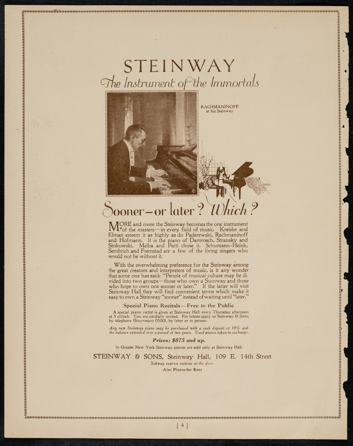 New York Philharmonic, March 26, 1922, program page 4