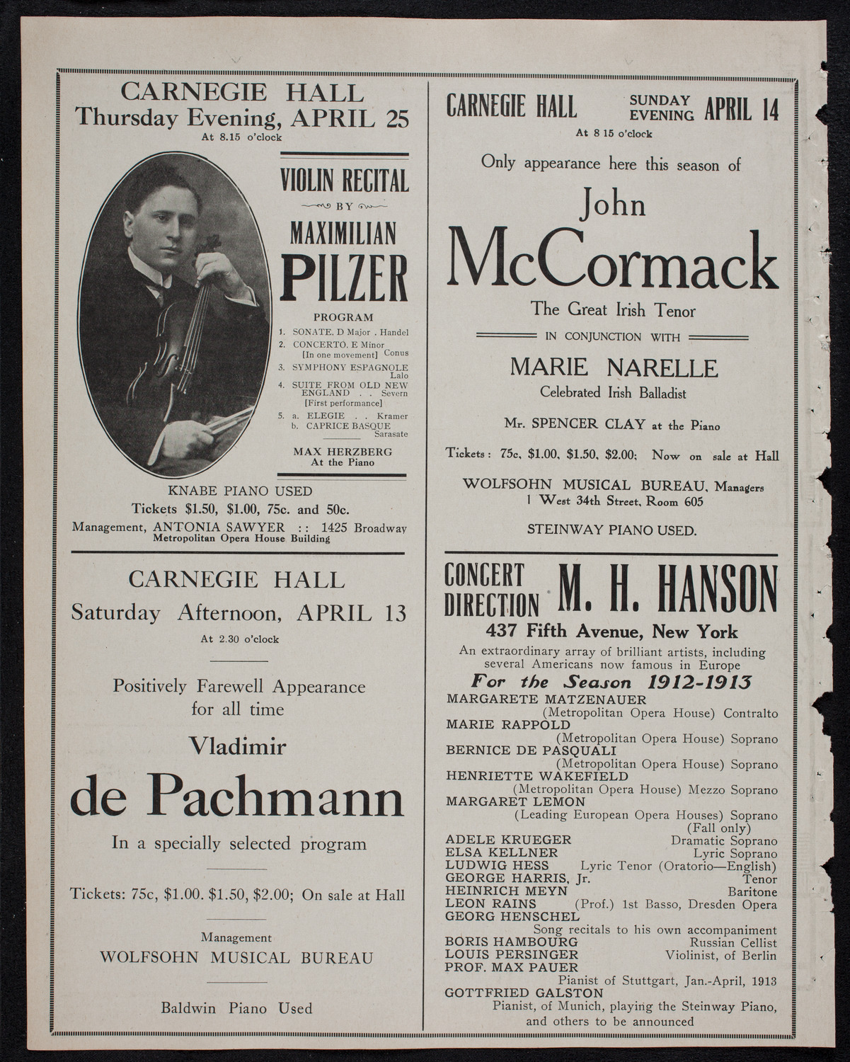 Royal Athenian String Orchestra, April 9, 1912, program page 10