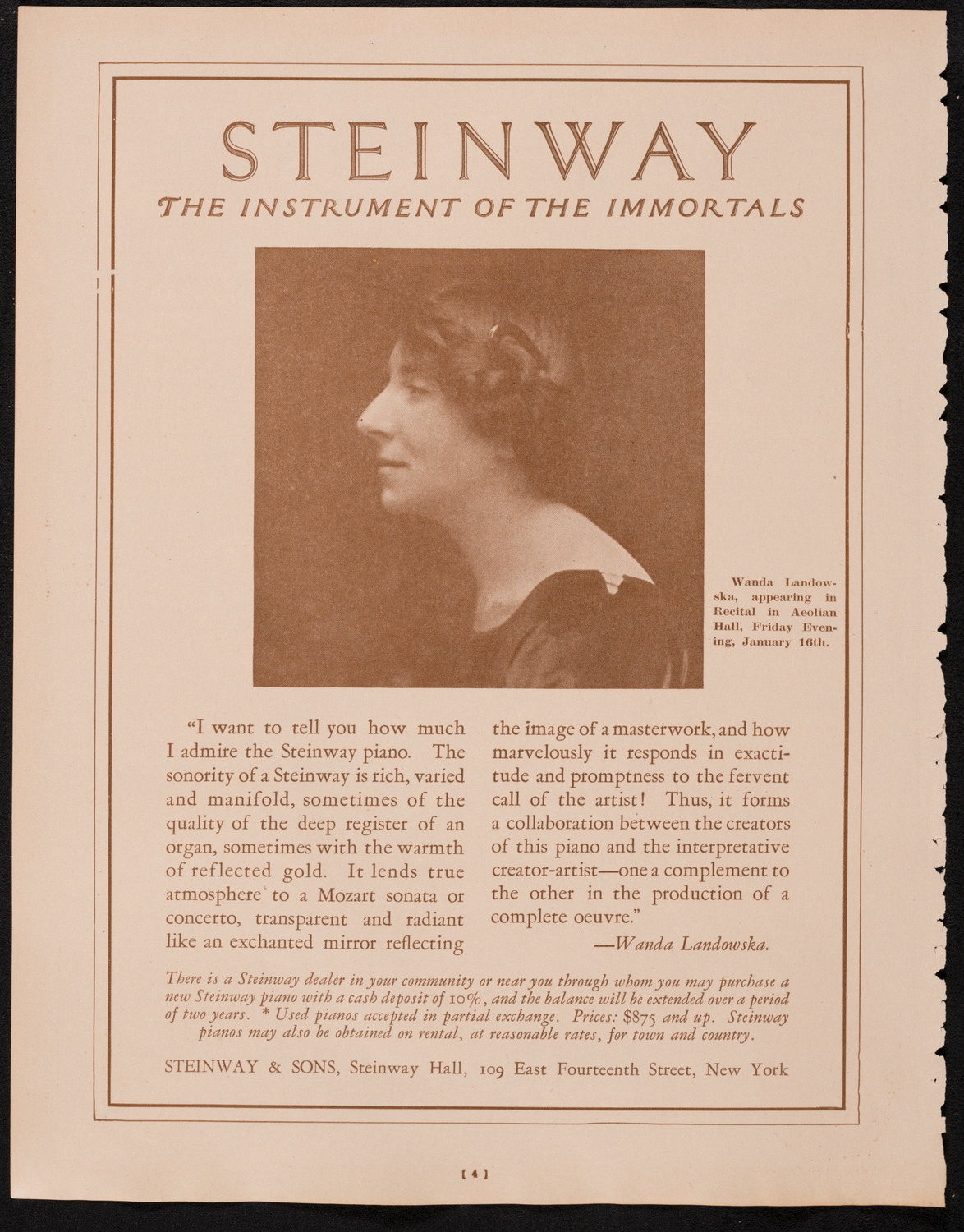 Philadelphia Orchestra, January 6, 1925, program page 4