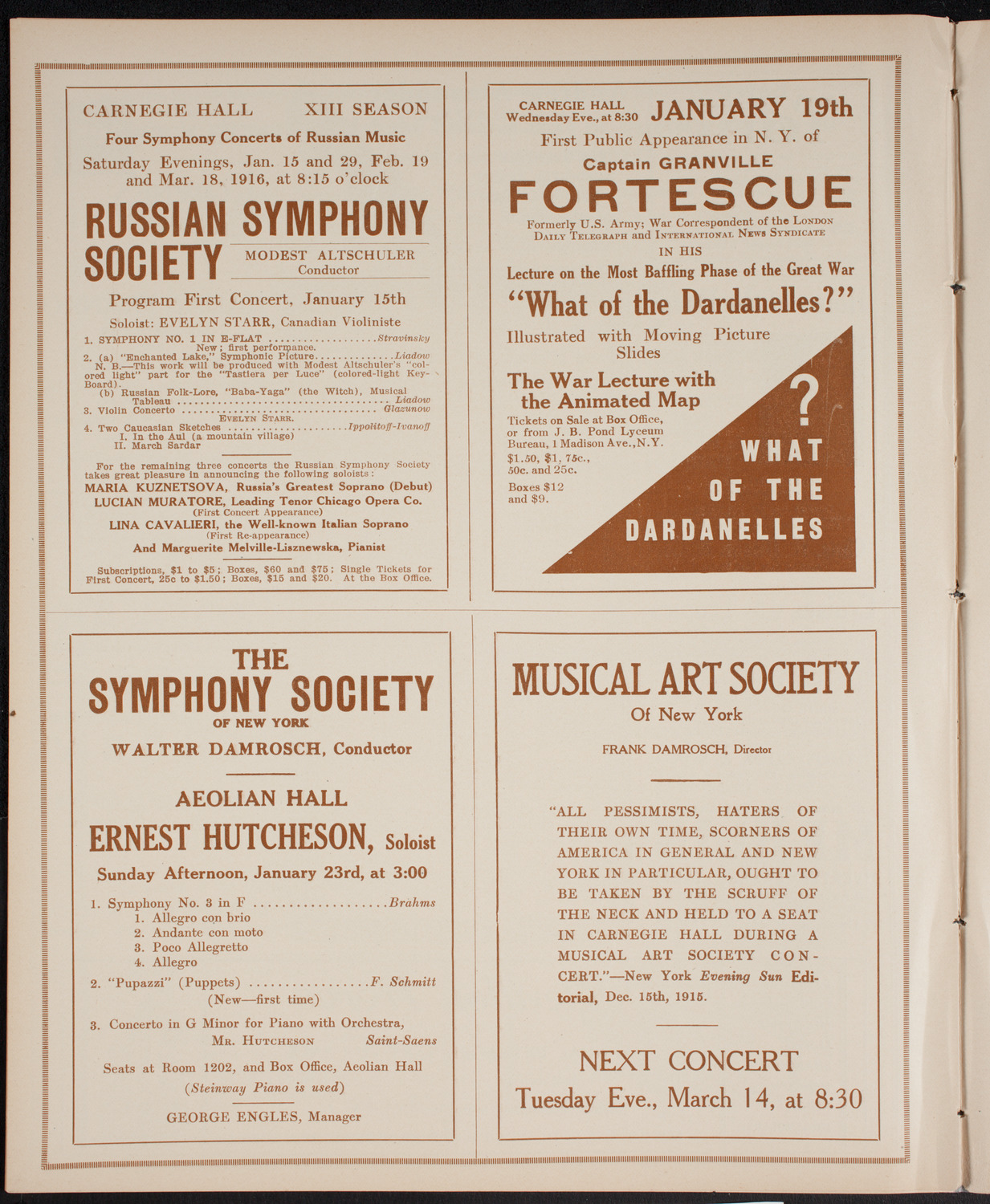 Schola Cantorum of New York, January 12, 1916, program page 8