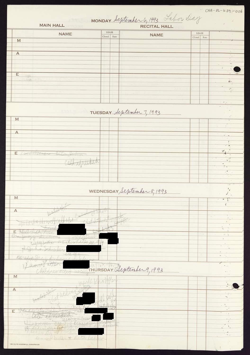 Carnegie Hall Booking Ledger, volume 39, page 6