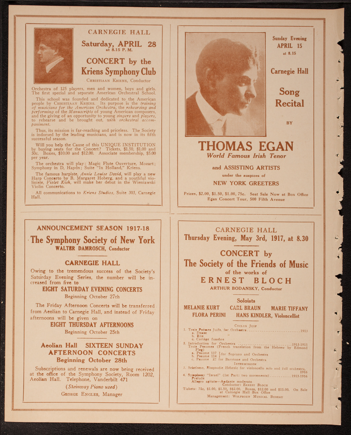 Josef Hofmann, Piano, April 14, 1917, program page 8