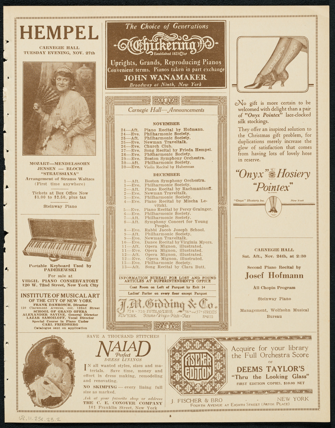 New York Symphony Orchestra: Beethoven Cycle, November 23, 1923, program page 3