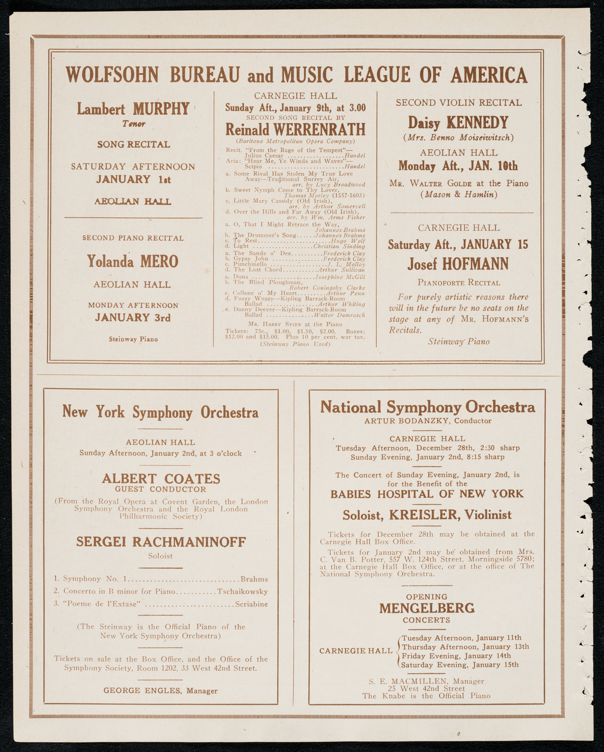 National Symphony Orchestra, December 28, 1920, program page 8